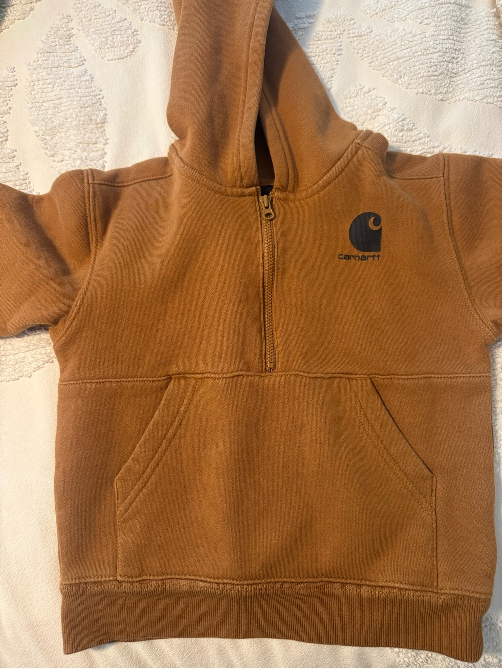 Carhartt Kids' Caramel Brown Half-Zip Hooded Sweatshirt